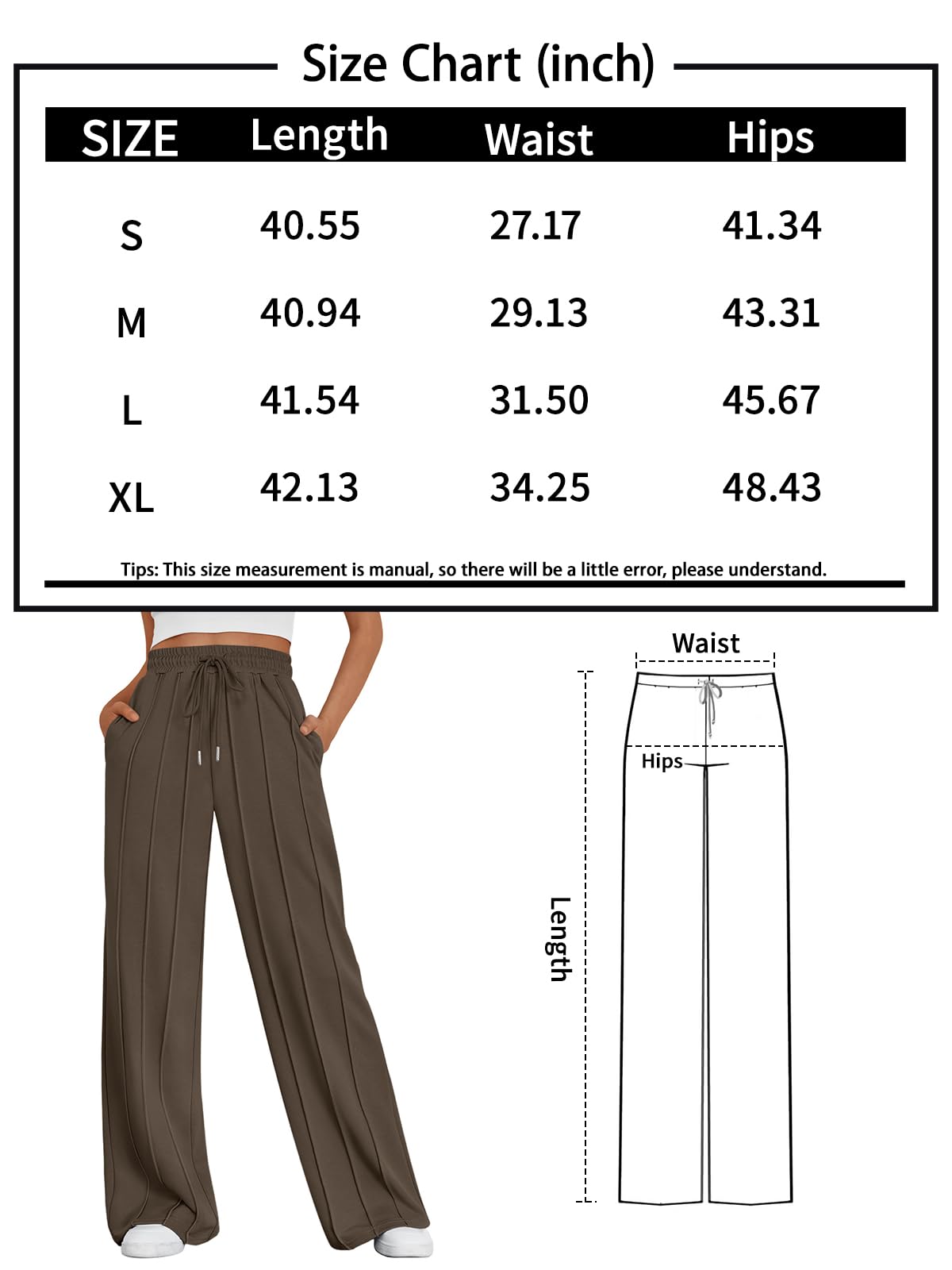 Trendy Queen Womens Wide Leg Sweatpants Baggy Flared Drawstring Lounge Pants Fall Winter Clothes with Pockets, Black, M