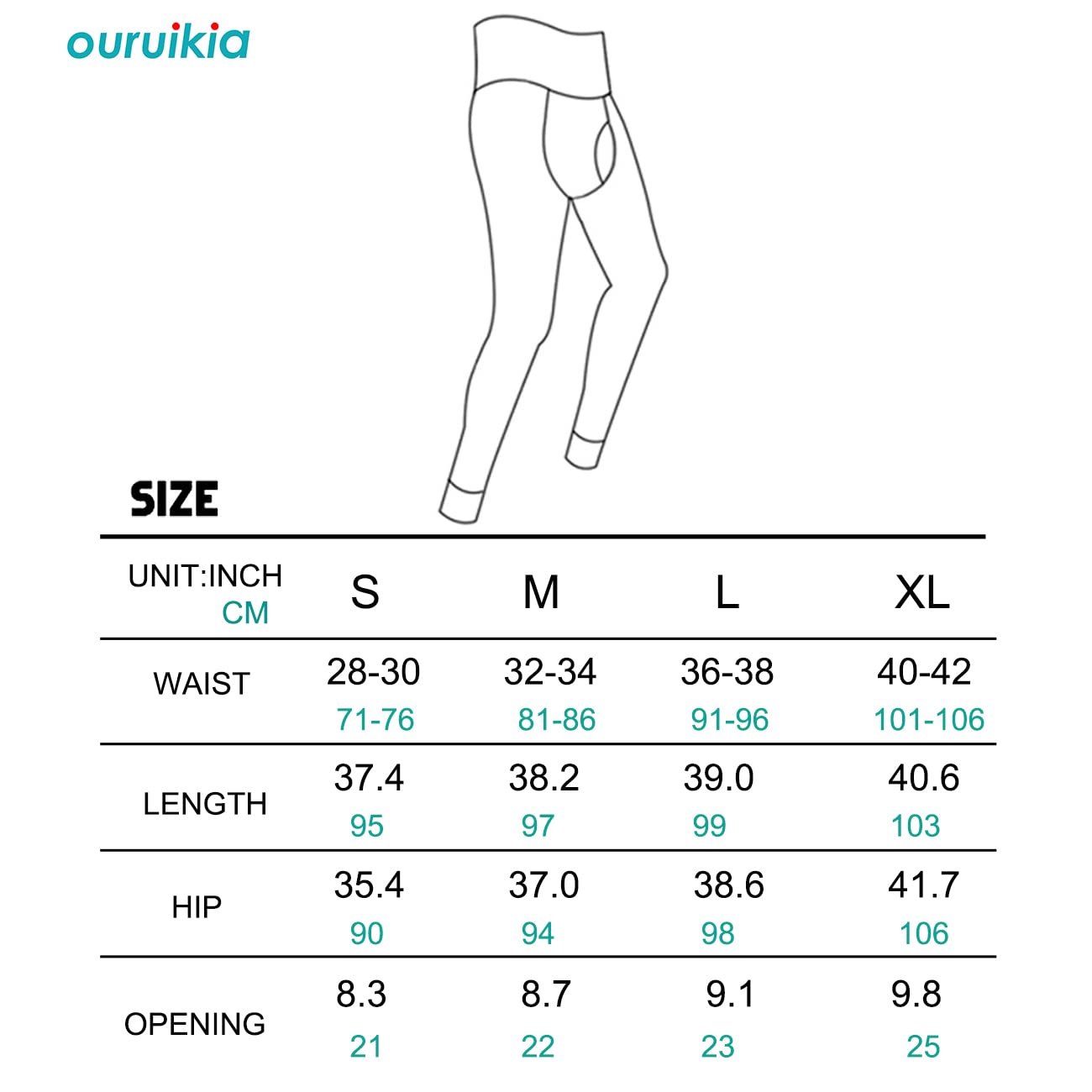Ouruikia Men's Thermal Underwear Bottoms High Waist Thermal Pants Keep Warm Long Johns Pants Large Blue