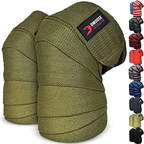 DMoose Knee Straps for Weightlifting - Adjustable Compression Sleeves, Knee Wraps for Pain, Lifting Knee Wraps, Gym Knee Wraps for Bodybuilding and Deadlifting - Military Green (Pair)