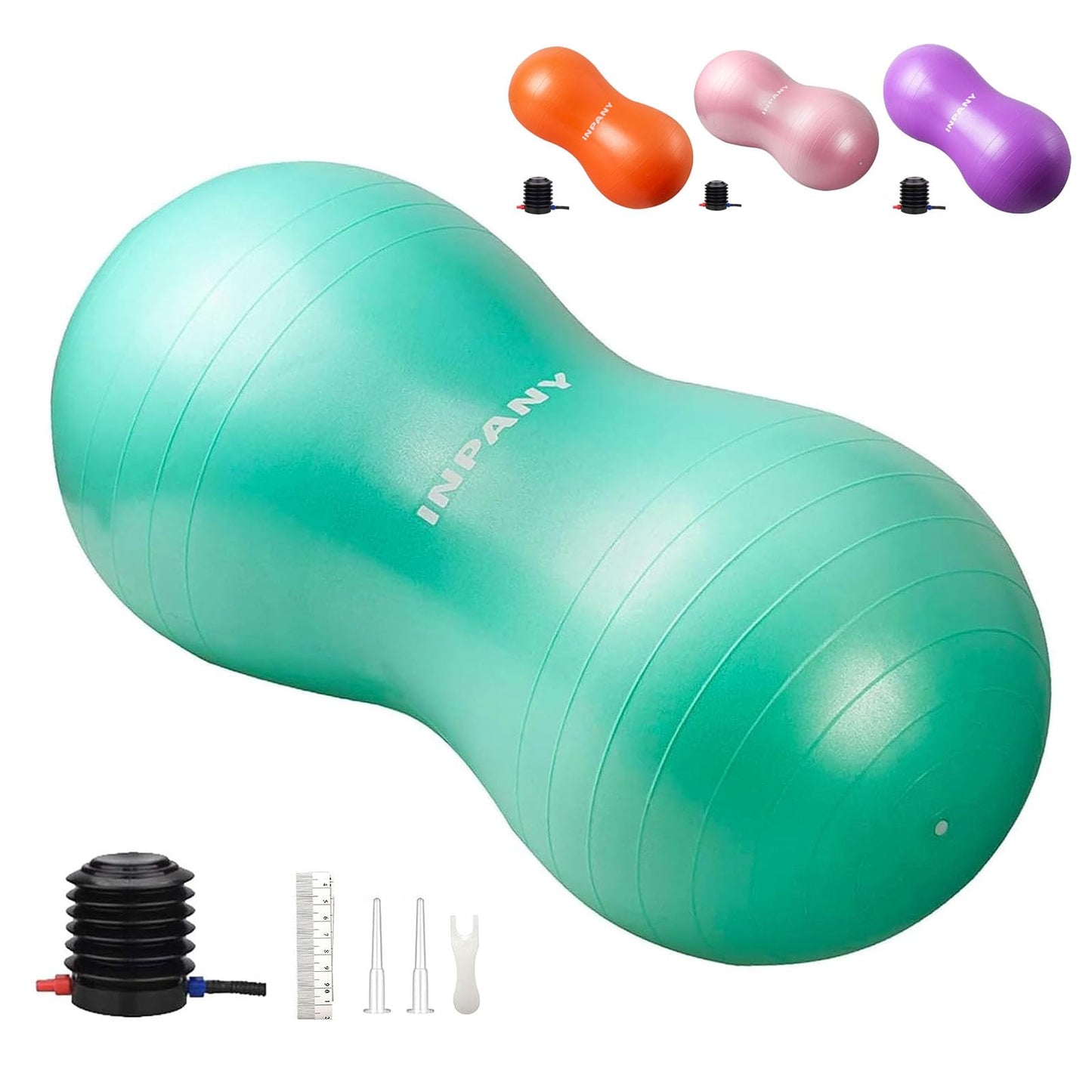 INPANY Peanut Ball - Anti Burst Exercise Ball for Labor Birthing, Physical Therapy for kids, Core Strength, Home & Gym Fintness (Include Pump)