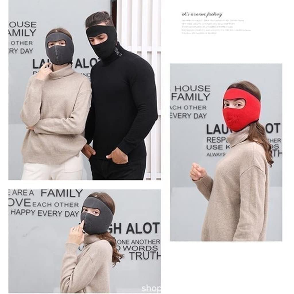 Winter Fleece Mask Warm Mask Men Women, Full Cover Face Mask Winter Bicycle Windproof Mask Breathable Face Mask (Black,One Size)