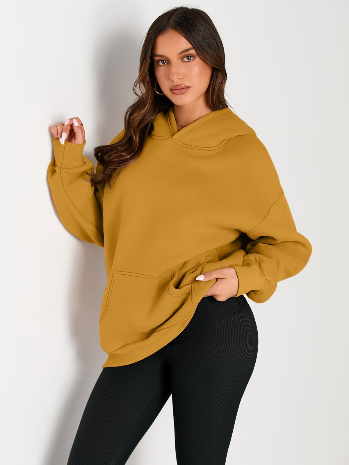 Trendy Queen Womens Oversized Hoodies Fleece Sweatshirts Long Sleeve Sweaters Pullover Fall Outfits Winter Clothes Ginger L