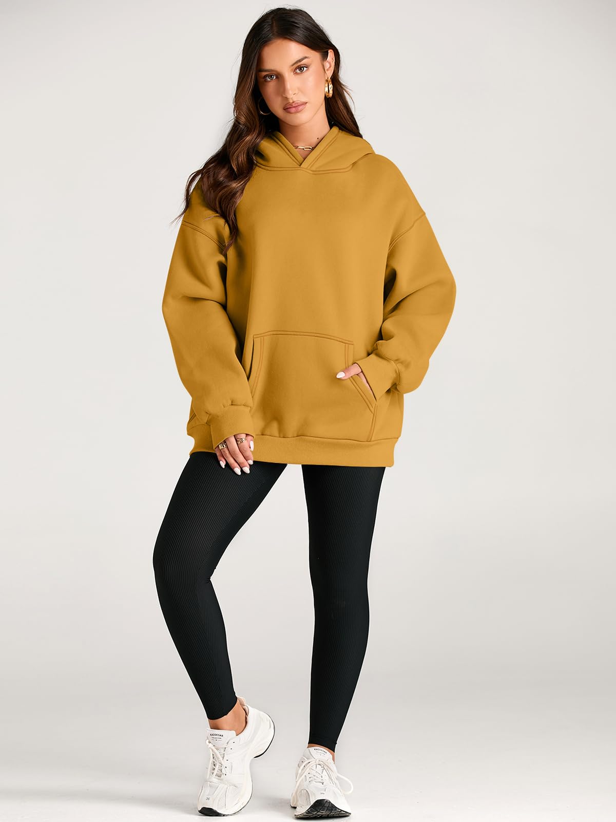 Trendy Queen Womens Oversized Hoodies Fleece Sweatshirts Long Sleeve Sweaters Pullover Fall Outfits Winter Clothes Ginger L