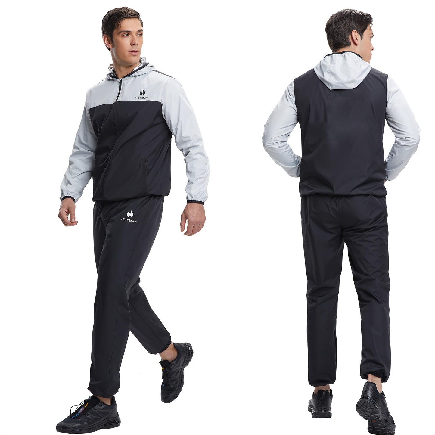 HOTSUIT Sauna Suit for Men Sweat Suits Gym Workout Exercise Sauna Jacket Pant Full Body, White, S
