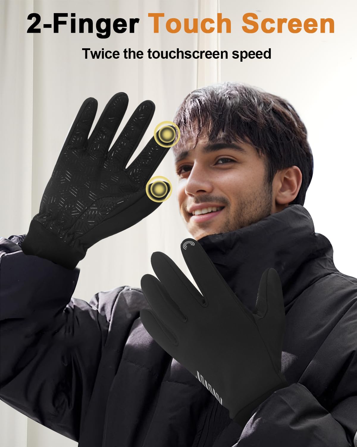 RIGWARL Upgraded Wool Winter Gloves for Cold Weather, Waterproof Gloves Gifts for Men Women with Touchscreen, Late Fall and Early Winter Running Gloves for Walking The Dog Hiking Skiing Snow, M