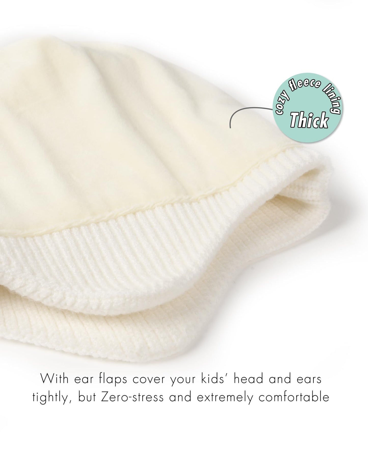Toddler Baby Winter Hat Warm Fleece Lined Knit Kids Hat with Earflap Infant Newborn Pom Pom Beanie Knit Cap Girls Boys