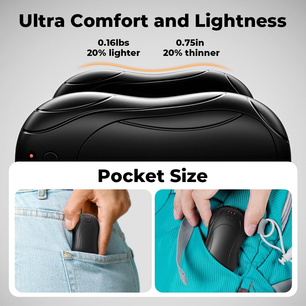 2 in1 Hand Warmers Rechargeable, Up to 131°F Hand Heater, 23 H Use Time Reusable Battery, Portable Pocket Size Electric Hand Warmer for Women Men, Camping, Hunting, Golf, 2 Pack