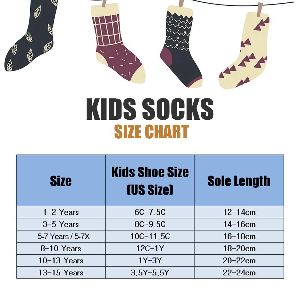 Big Boys Wool Socks Kids Warm Socks Winter Thermal Crew Socks 6 Pack 8-10 Years