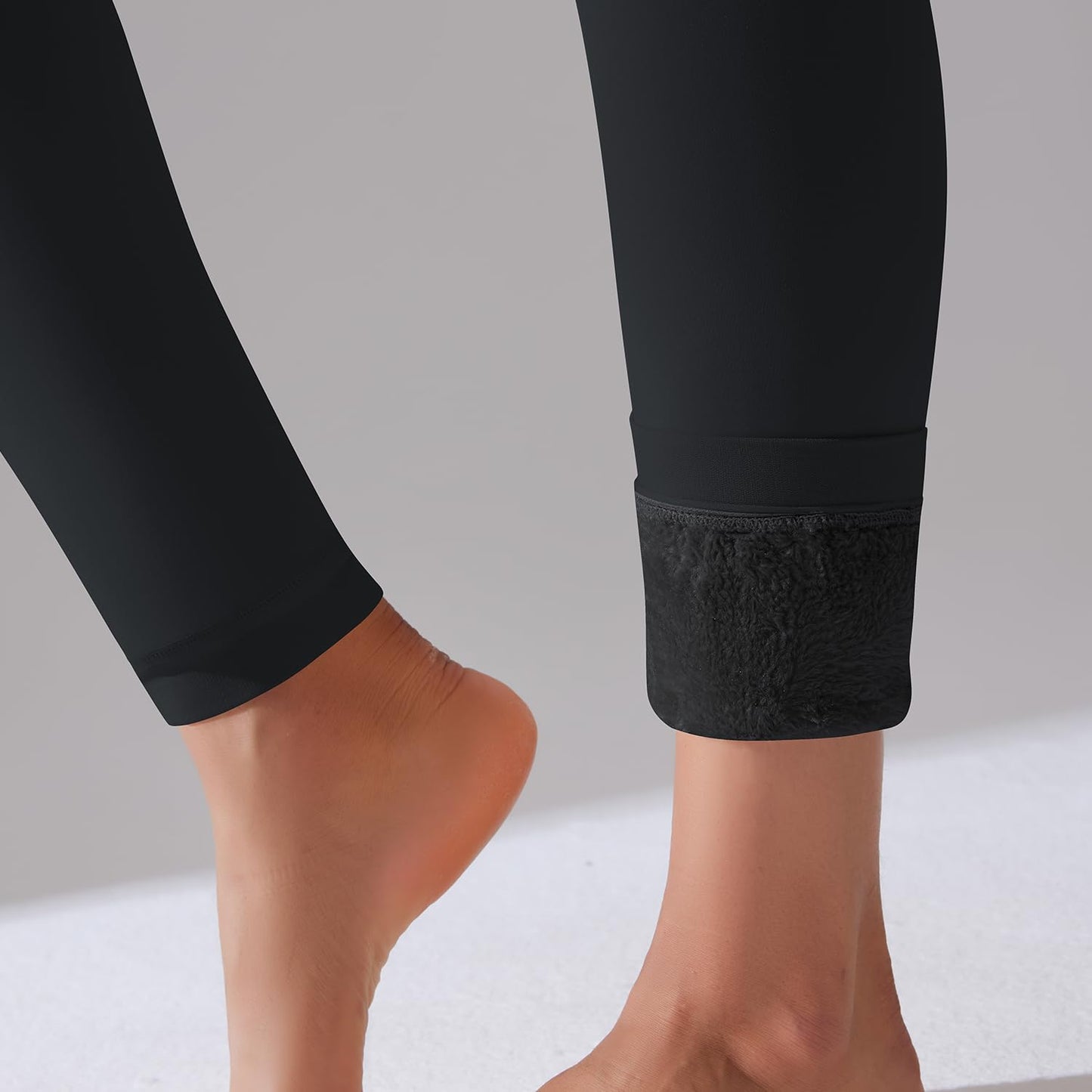 Iserkafe Fleece Lined Tights Women Winter Warm Thick Tights Thermal Velvet Pants Tummy Control Soft Stretchy Black,Footless