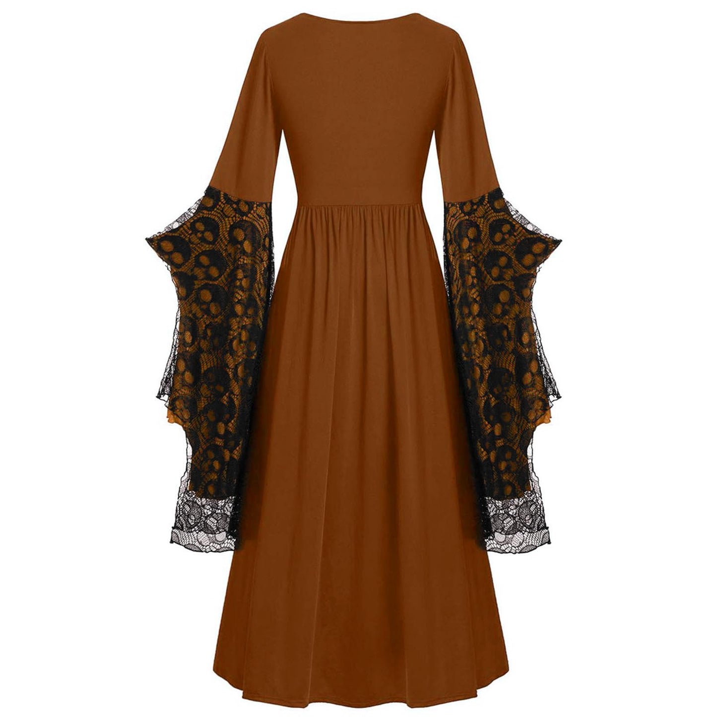 Rkwins Renaissance Dress for Women Gothic Vampire Dress Scary Print Maxi Dress Plus Size Witch Dress Medieval Corset Dress