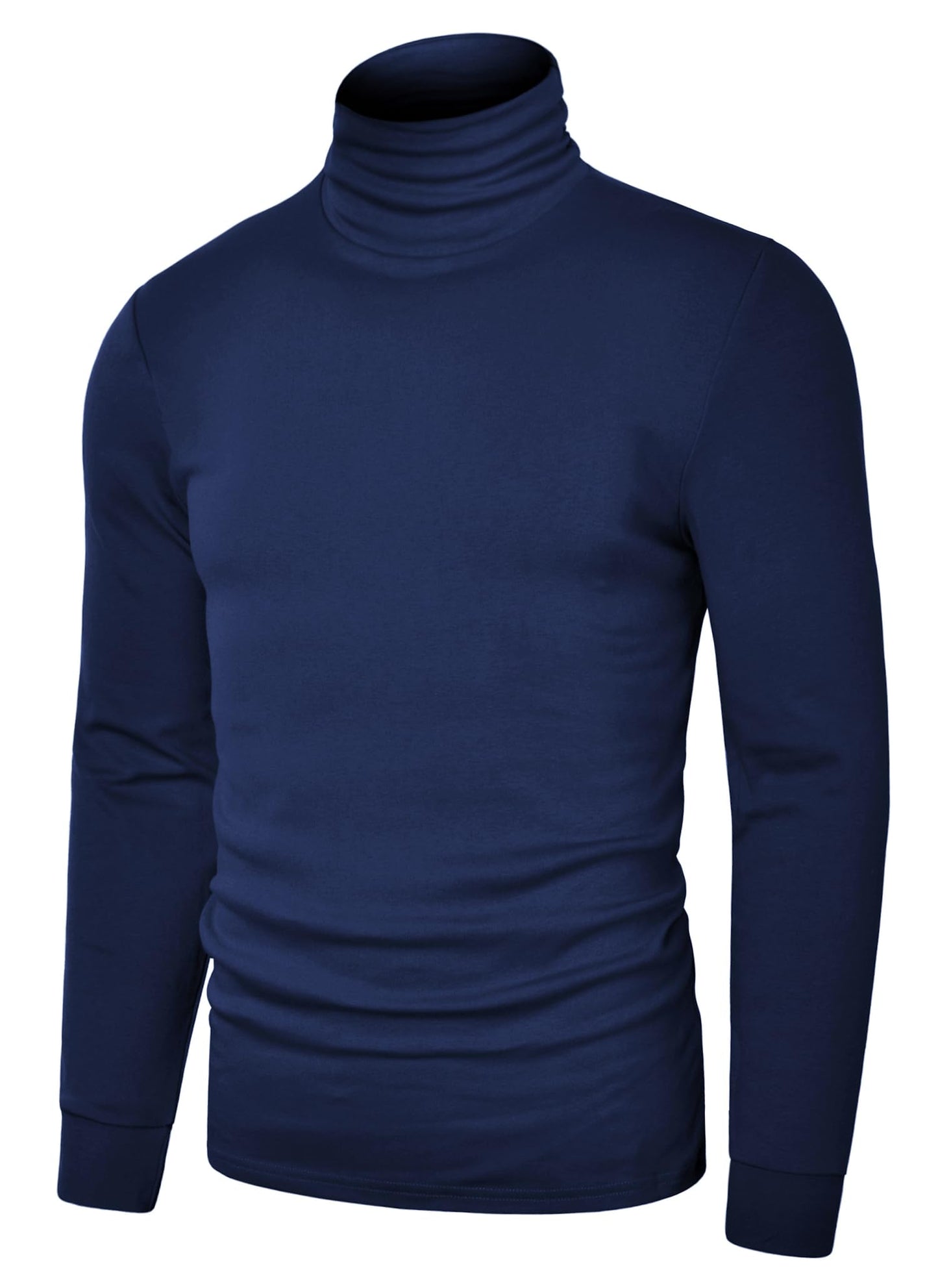 LE VONFORT Mens Turtleneck Long Sleeve Shirts Slim Fit Thermal Undershirt Lightweight Pullover Navy Large
