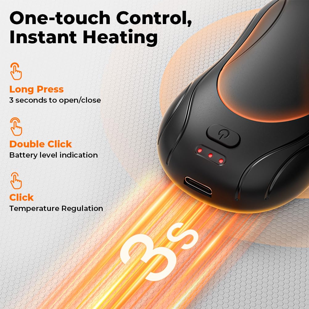 2 in1 Hand Warmers Rechargeable, Up to 131°F Hand Heater, 23 H Use Time Reusable Battery, Portable Pocket Size Electric Hand Warmer for Women Men, Camping, Hunting, Golf, 2 Pack