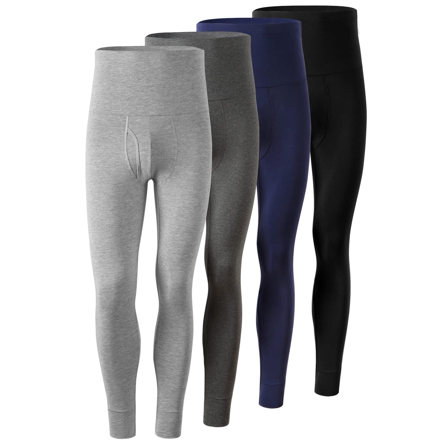 Ouruikia Men's Thermal Underwear Bottoms High Waist Thermal Pants Keep Warm Long Johns Pants Large Blue