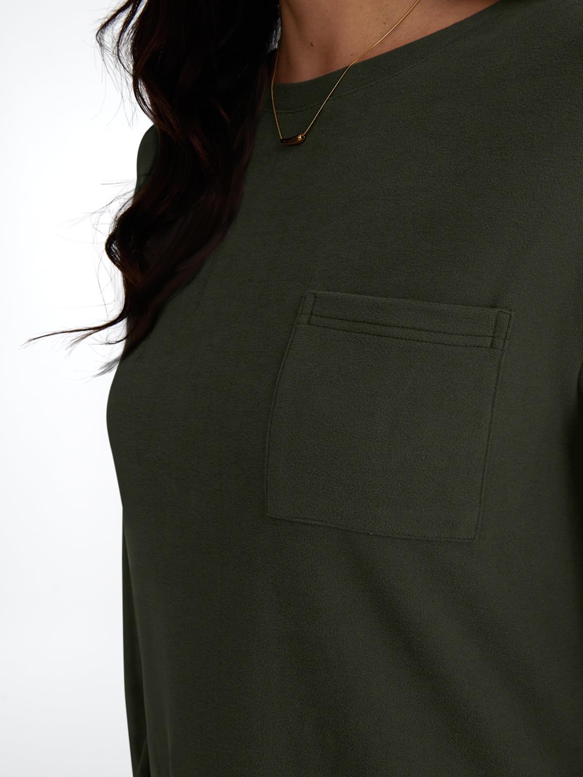 AUTOMET Womens Long Sleeve Tops Loose Fit Fall Cute Thick T Shirts Winter Cruise Outfits Trendy Clothes, ArmyGreen, L