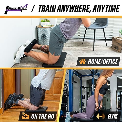 NordStick Nordic Hamstring Curl Strap The Original Hamstring Curl Exercise for Home and Travel - 5 Second Set Up for Nordic Curl, Sit Ups, Abs, Core Strength Training - 350 pounds - Black/Grey
