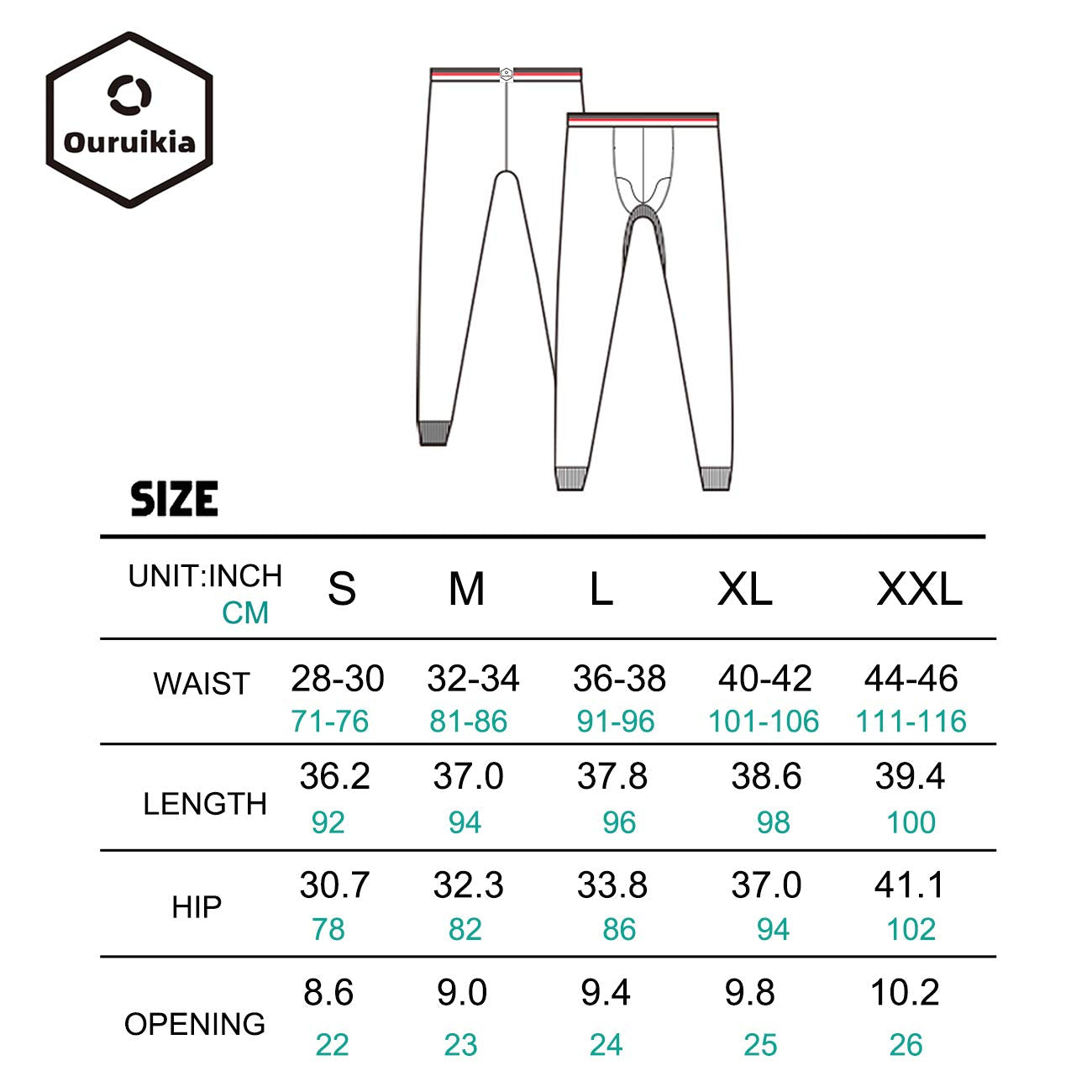 Ouruikia Men's Thermal Underwear Pants Thermal Bottoms Long Johns Bottoms with Separate Pouch(Light Grey,S)