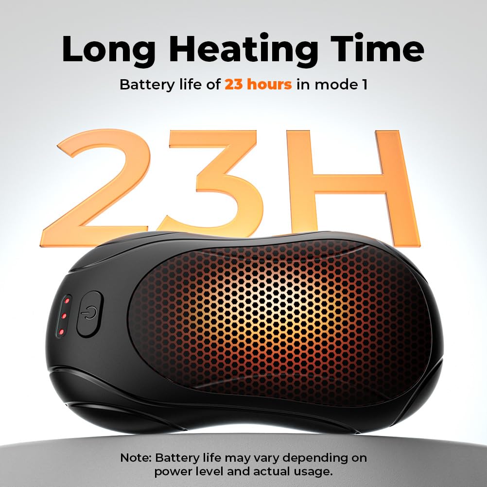 2 in1 Hand Warmers Rechargeable, Up to 131°F Hand Heater, 23 H Use Time Reusable Battery, Portable Pocket Size Electric Hand Warmer for Women Men, Camping, Hunting, Golf, 2 Pack