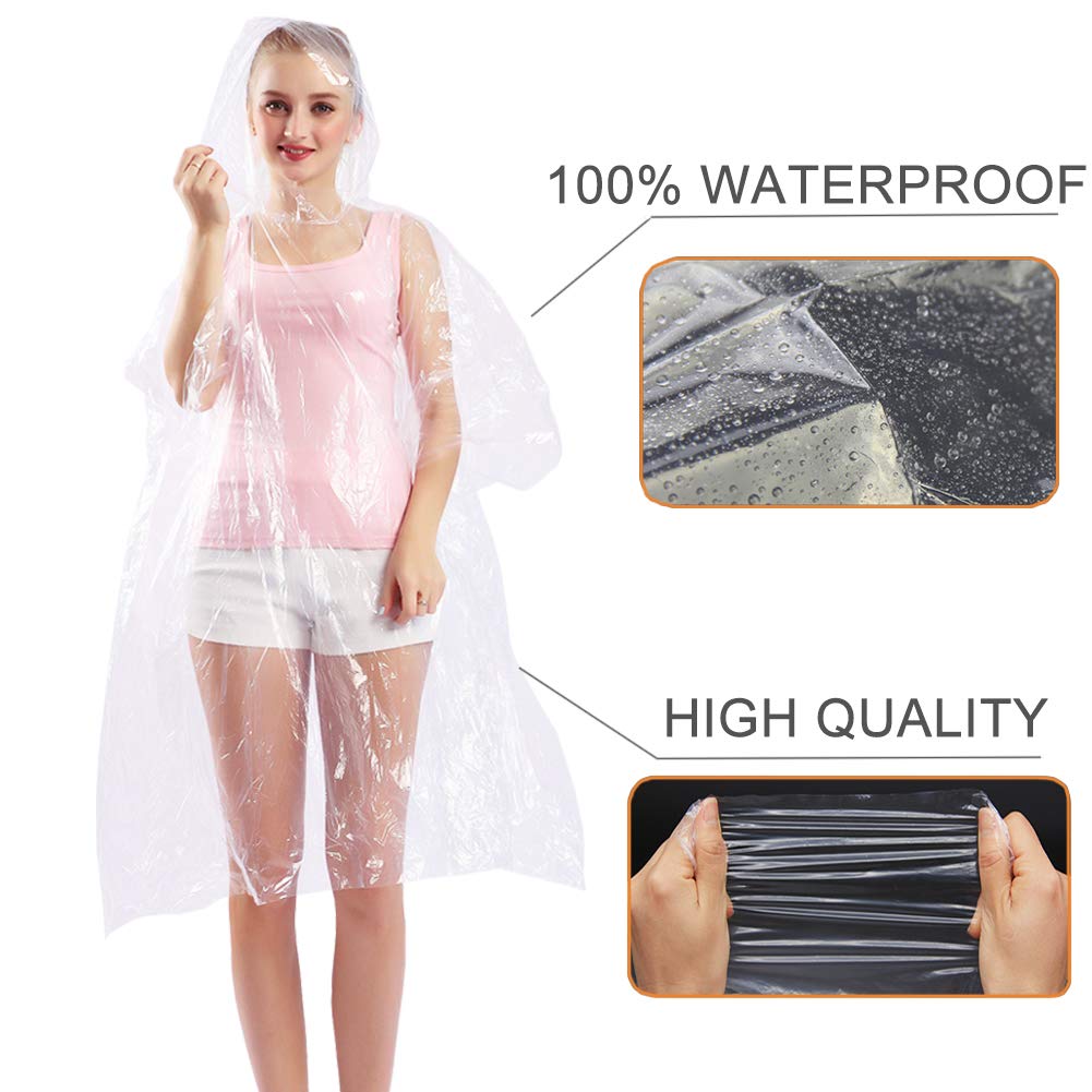 RAINPOH Rain Poncho 10Pack Rain Ponchos for Adults Women and Men Ponchos Family Pack with Hood