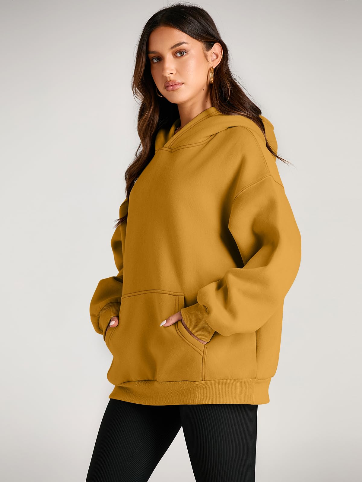 Trendy Queen Womens Oversized Hoodies Fleece Sweatshirts Long Sleeve Sweaters Pullover Fall Outfits Winter Clothes Ginger L