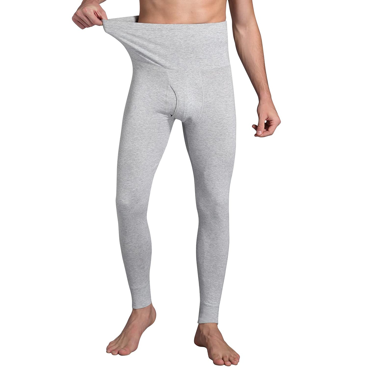 Ouruikia Men's Thermal Underwear Bottoms High Waist Thermal Pants Keep Warm Long Johns Pants Large Blue