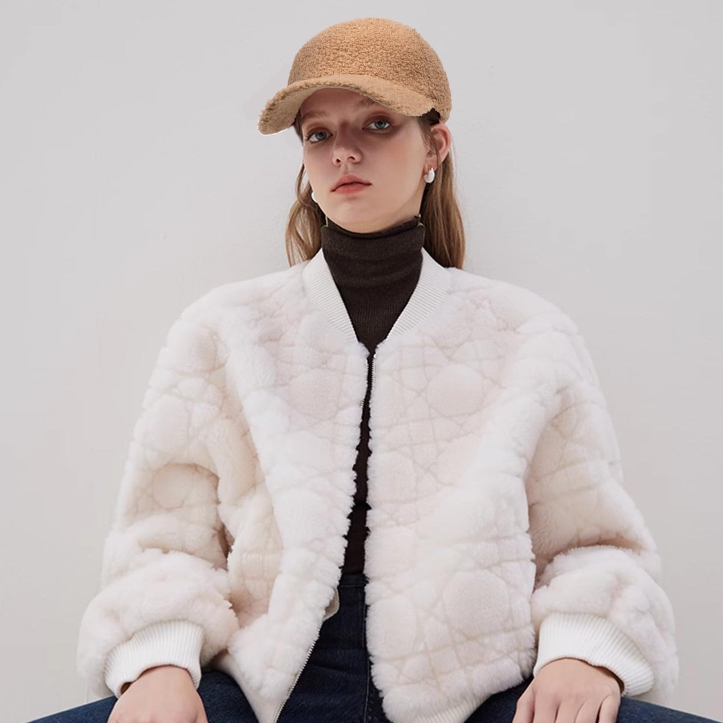 MGBPEI 2Pack Women's Winter Baseball Cap Adjustable Solid Color Lamb Wool Warm Baseball Cap Unisex Unconstructed Plain Cap