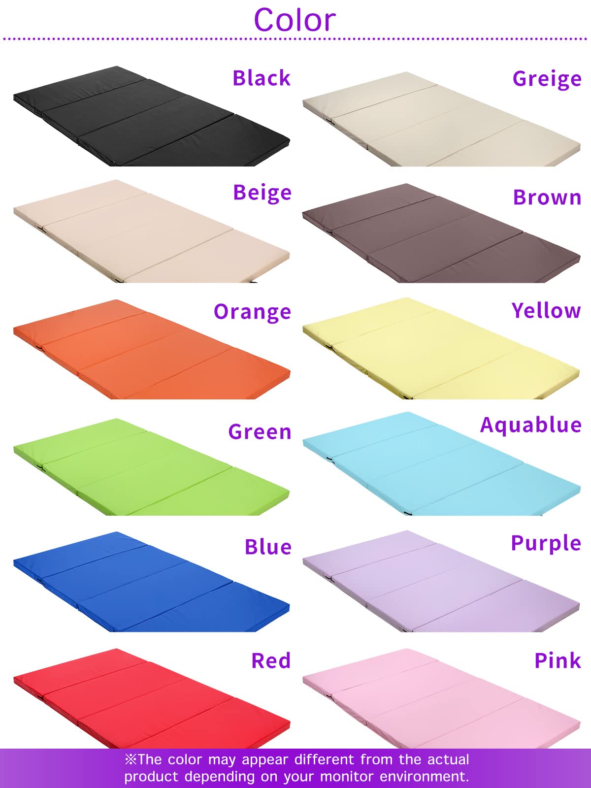 KaRaDaStyle Gymnastics Mat Folding Stretch Mats 71"x39"x2" Exercise Muscle Training Children Play Horizontal Bar Mat Yoga Sports Soundproof Home Use (Blue/4-fold)