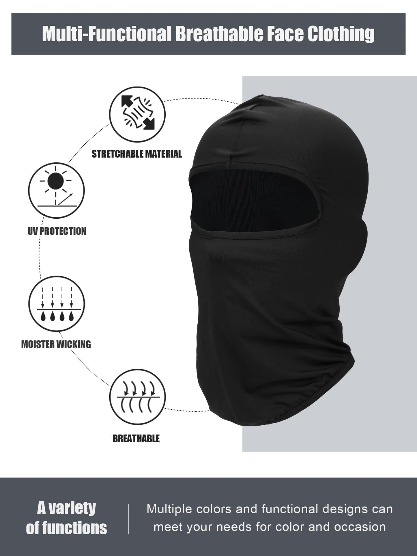 SATINIOR 9 Pcs Ski Mask for Men Full Face Cover UV Sun Protection Cooling Balaclava Neck Gaiter Clothing Scarf Bandana(Cute Colors)