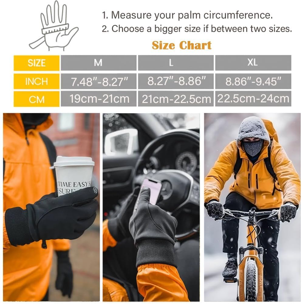 REDANHA Winter Gloves for Men Women Cold Weather Touchscreen Gloves Waterproof Thermal Gloves for Running Cycling Outdoor Activities (Medium)