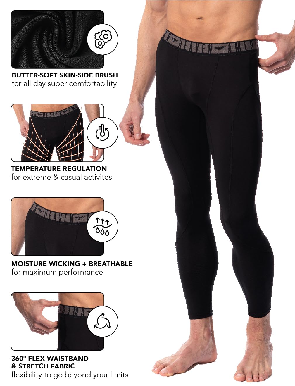 AMERICAN HEAVEN Men's Base Layer/Athletic/Running Tights/Leggings-Soft Thermal Bottoms| Multi Packs