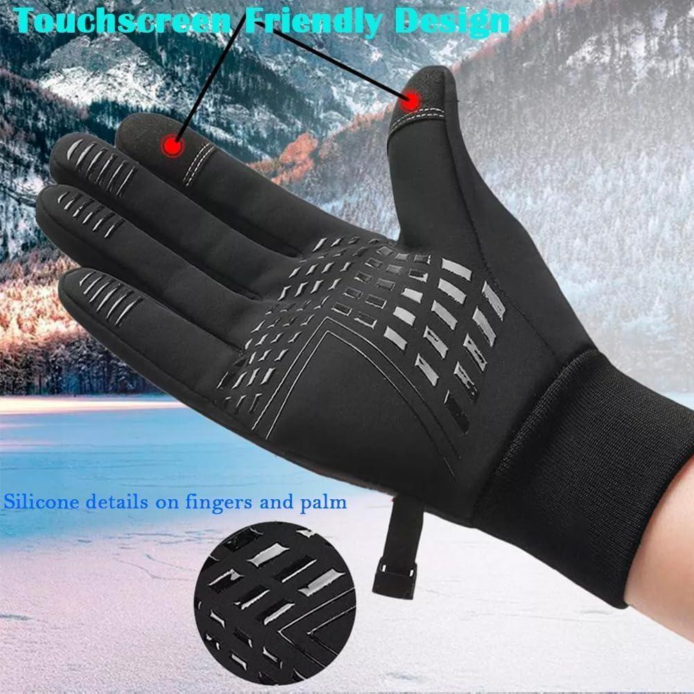 REDANHA Winter Gloves for Men Women Cold Weather Touchscreen Gloves Waterproof Thermal Gloves for Running Cycling Outdoor Activities (Medium)