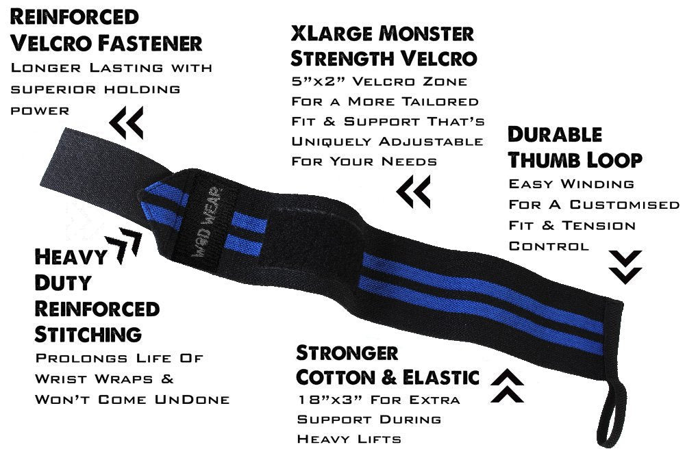 WOD Wear Wrist Wraps (Florescent Green - White Stripe)