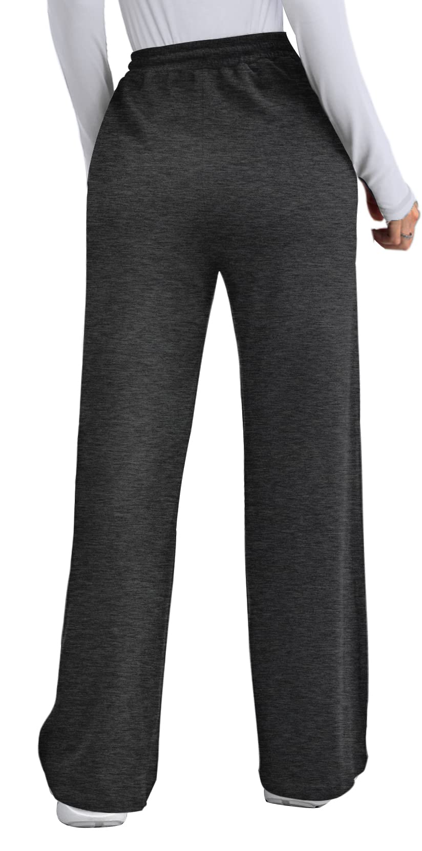 OFEEFAN Women's Sweatpants with Pockets Winter Lounge Pants Baggy Sweatpants Elastic Waist Dark Gray M