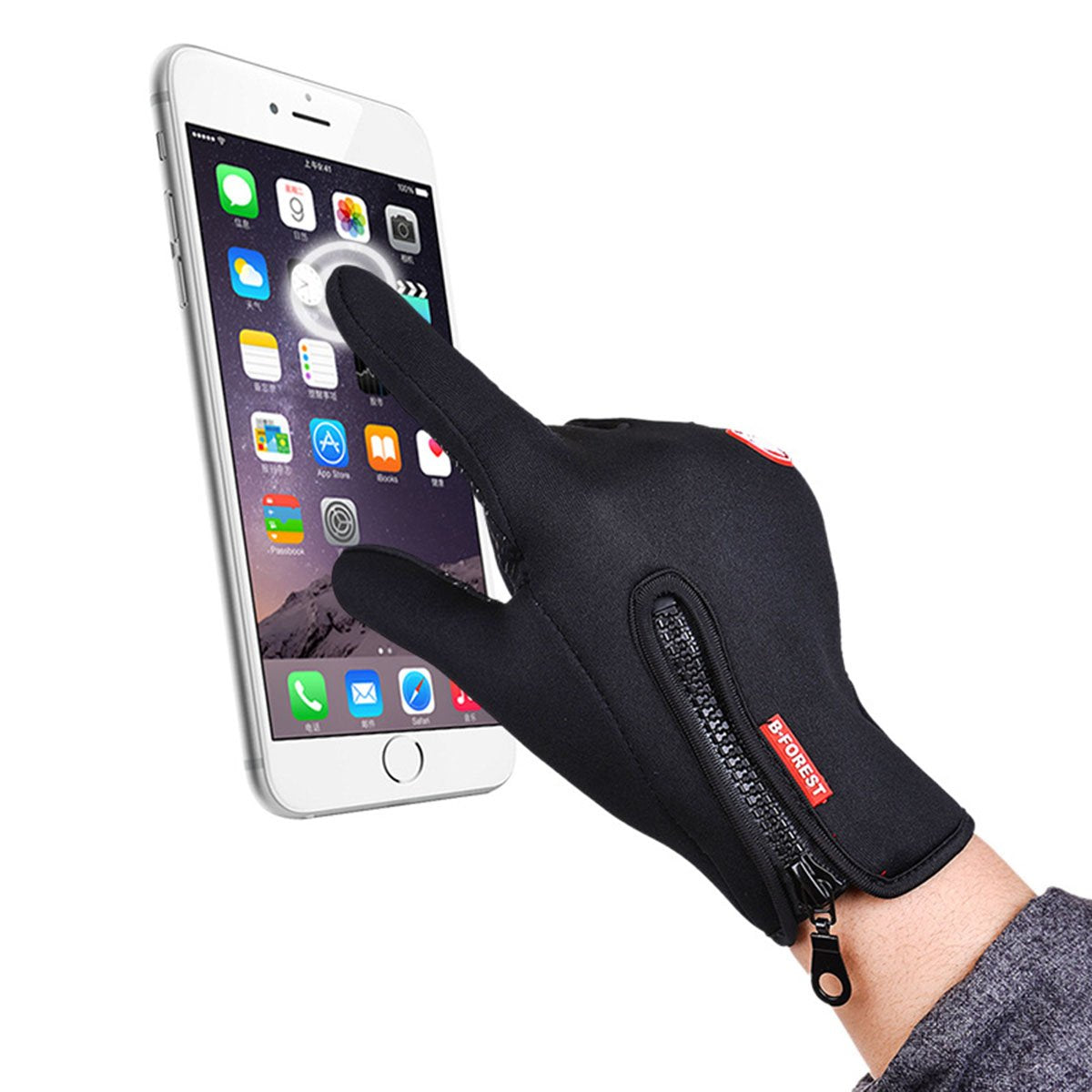 Lyna Cycling Skiing Skating Gloves, Adjustable Waterproof Touchscreen Bike Gloves in Winter Outdoor for Men or Women (XL), Black