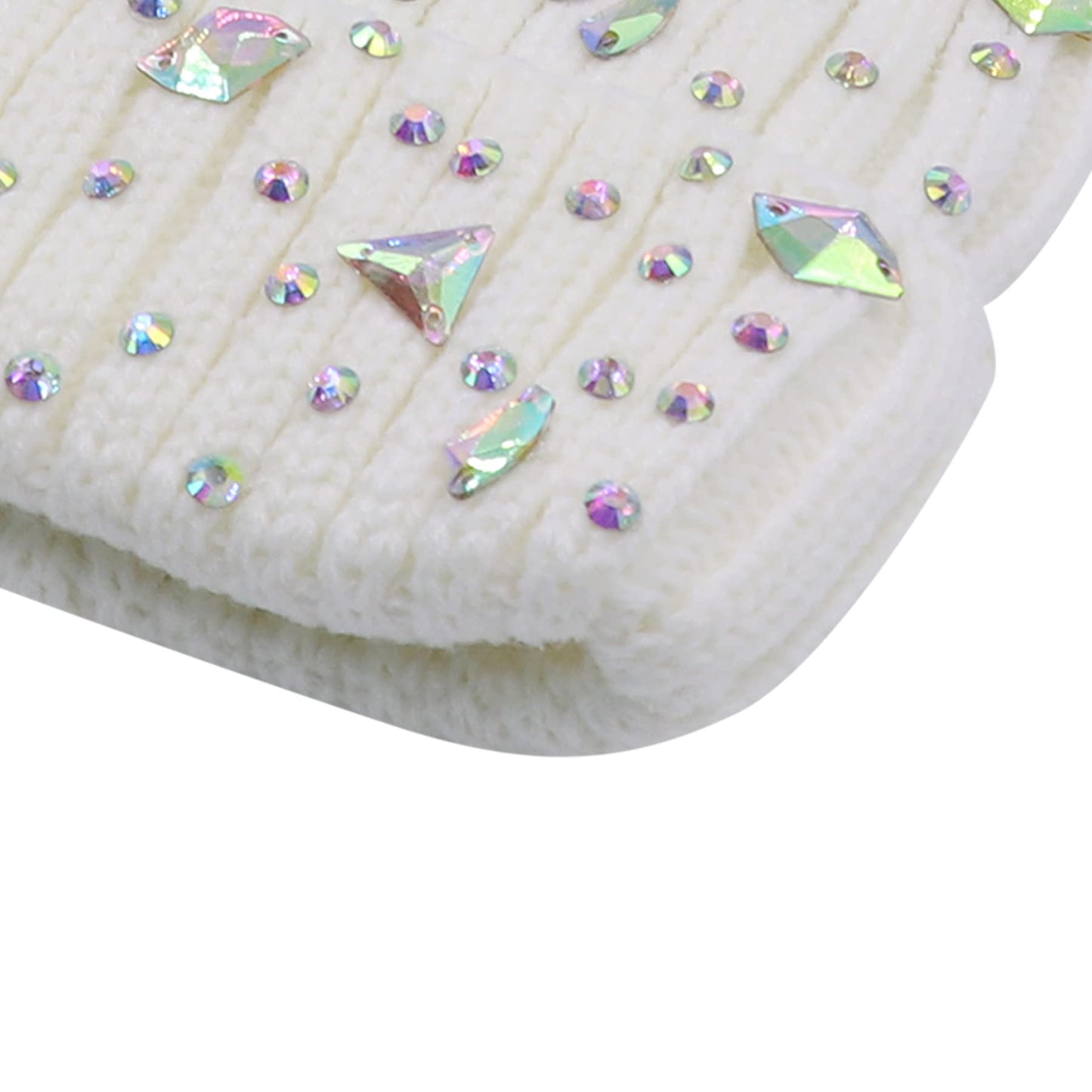 BOLLEY JOSS Womens Winter Beanies Glitter Sequins Colorful Knit Faux Fur Pompoms Beanie Hats Shiny Bling Skull Ski Cap