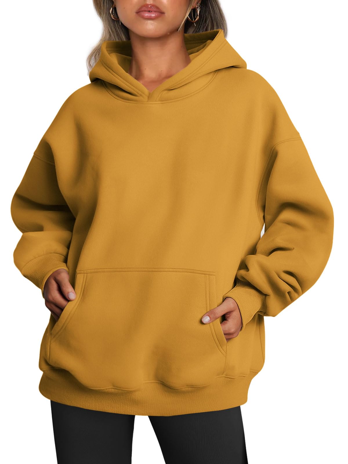 Trendy Queen Womens Oversized Hoodies Fleece Sweatshirts Long Sleeve Sweaters Pullover Fall Outfits Winter Clothes Ginger L