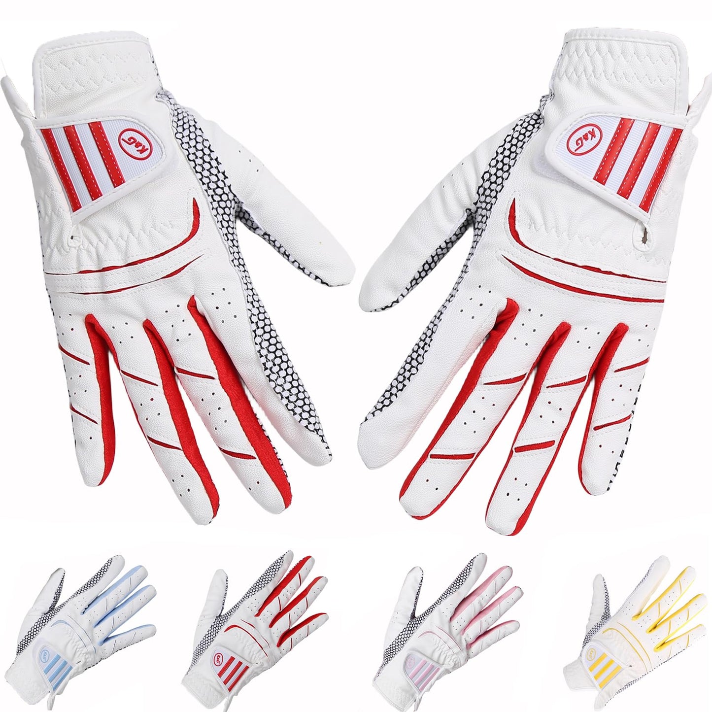 yesntmomo Ladies Women's Golf Gloves Both Hands,Winter Non-Slip Golf Gloves Elastic Fabric Breathable,Left Right Handed Pink Cool rain hot Golf Accessories- A Pair