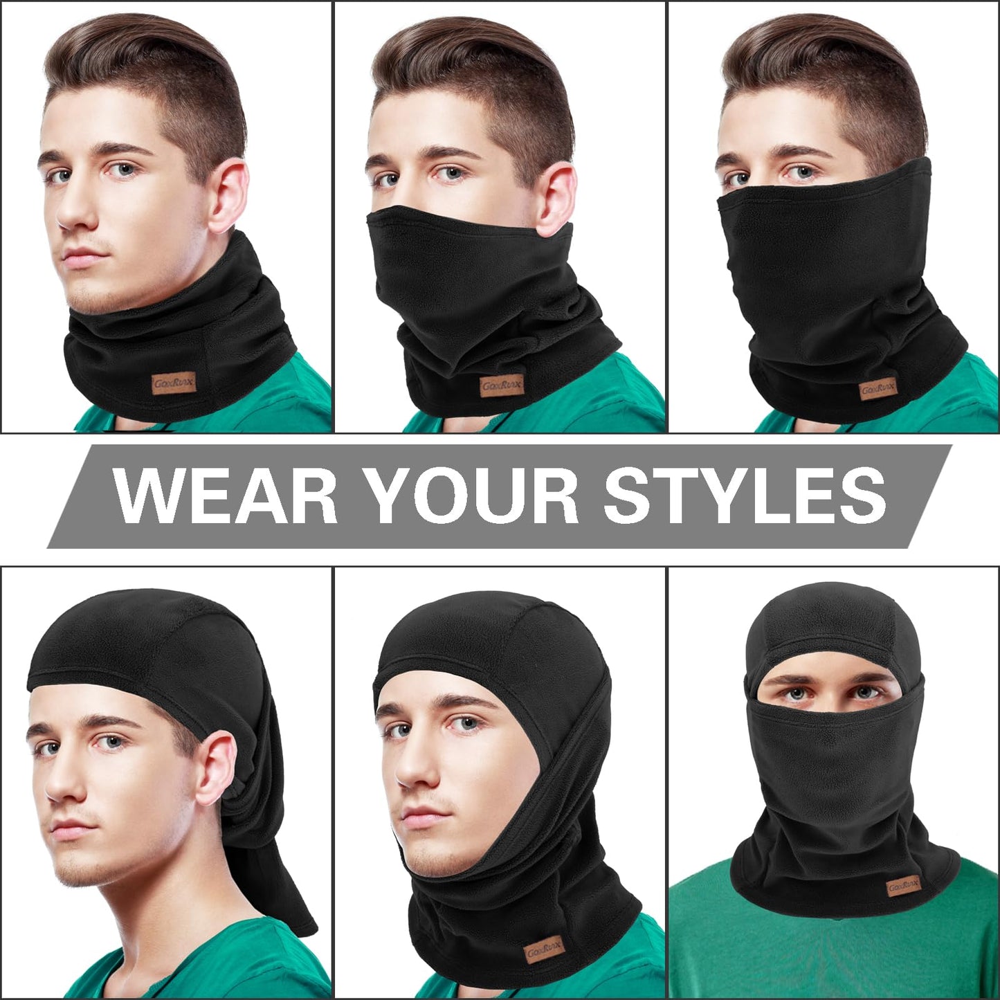 Winter Balaclava Ski Face Mask for Cold Weather (US, Alpha, One Size, Black,Black)