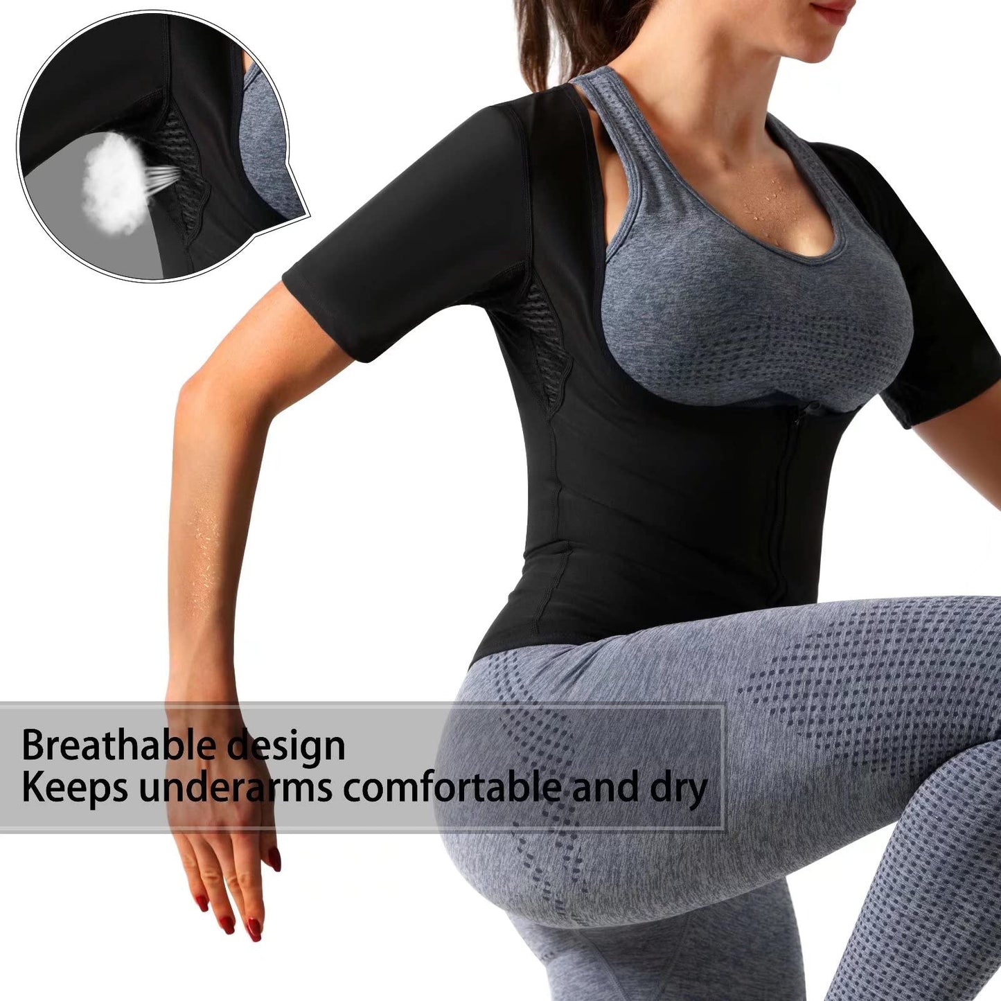 DYUAI Sauna Shirt for Women Sauna Suit for Women Waist Trainer Sauna Sweat Vest Workout Body Shaper Zipper(6005-07-S)