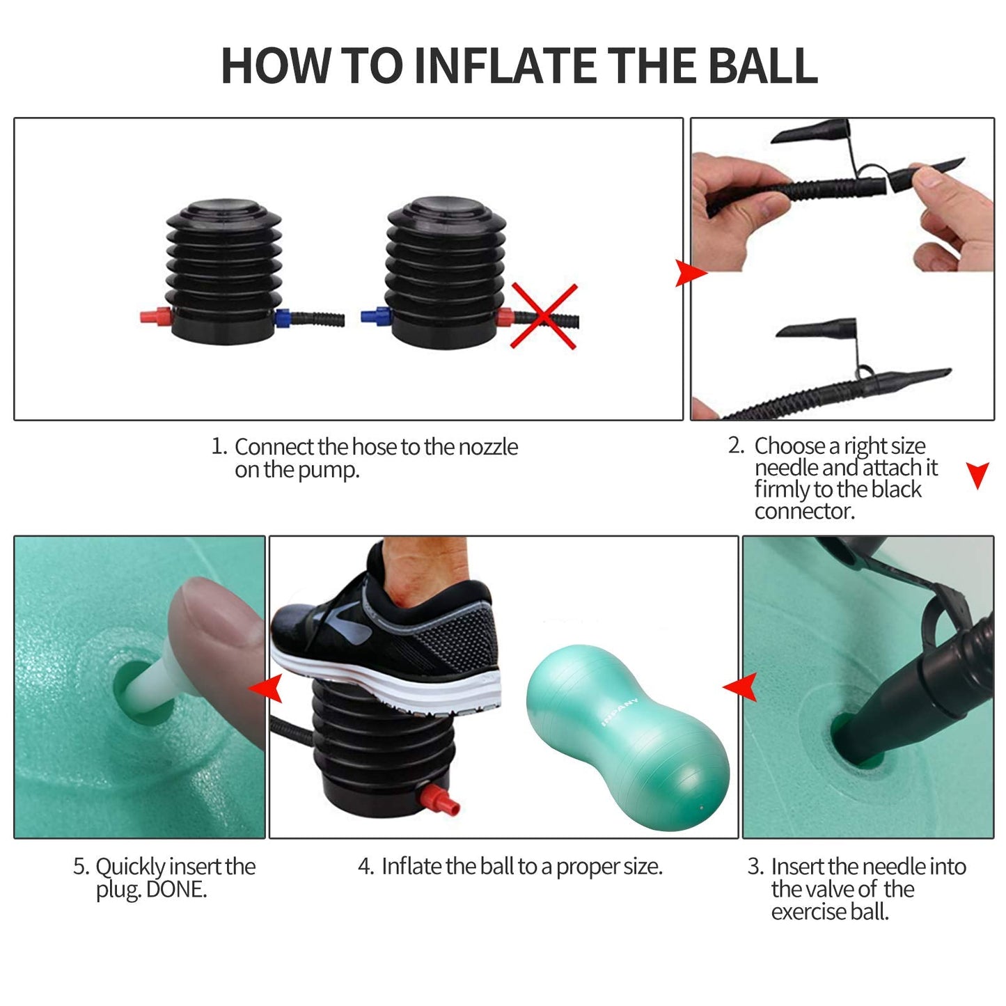 INPANY Peanut Ball - Anti Burst Exercise Ball for Labor Birthing, Physical Therapy for kids, Core Strength, Home & Gym Fintness (Include Pump)
