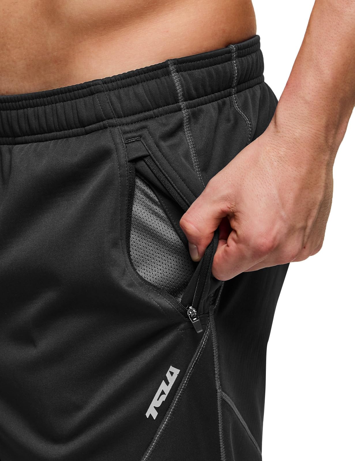 TSLA Men's Thermal Windproof Cycling Pants, Fleece Lined Outdoor Bike Pants, Winter Cold Weather Running Pants, Cycling Pants Black & Grey, XX-Large