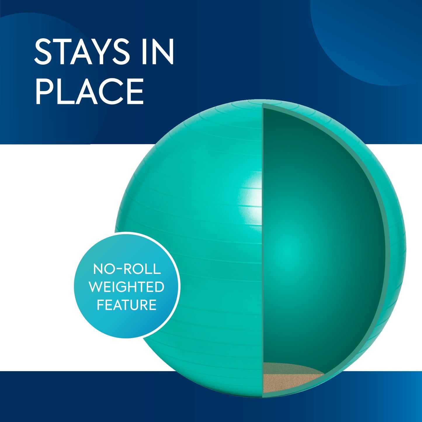 Bouncyband Medium Balance Ball, Green – Create Flexible Seating to Improve Focus in The School, Office, or Home with This No-Roll Weighted Ball – 21.6” (55cm) Ball for People Between 5’-5’6 Tall