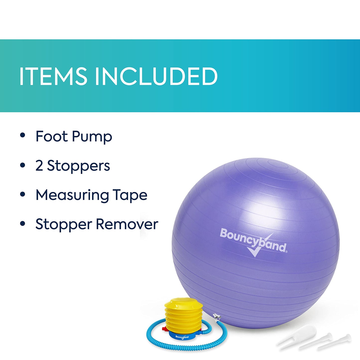 Bouncyband Medium Balance Ball, Purple – Create Flexible Seating to Improve Focus in The School, Office, or Home with This No-Roll Weighted Ball – 21.6” (55cm) Ball for People Between 5’-5’6 Tall