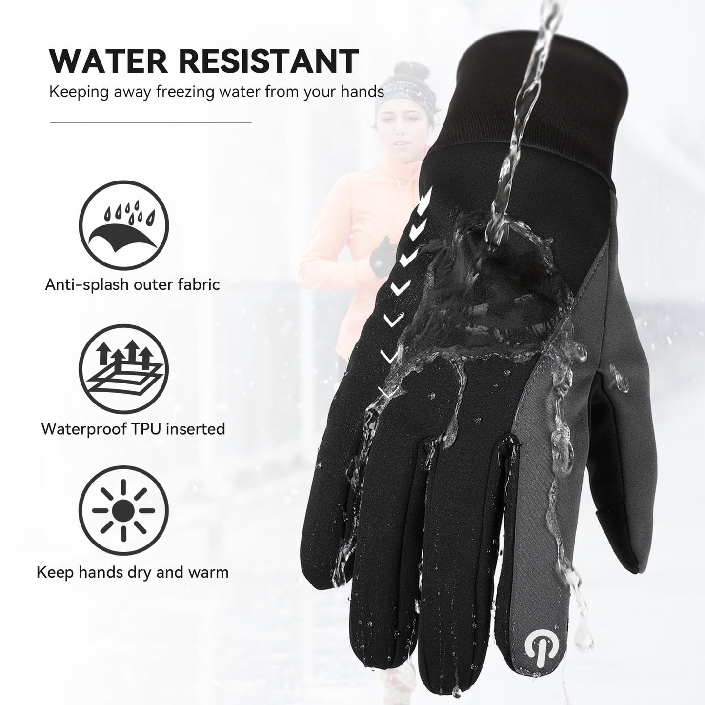Cierto Winter Gloves for Men & Women | Cold Weather Water Resistant Thermal Full Finger Gloves | Warm Gloves for Running Cycling Motorcycle Bike Riding