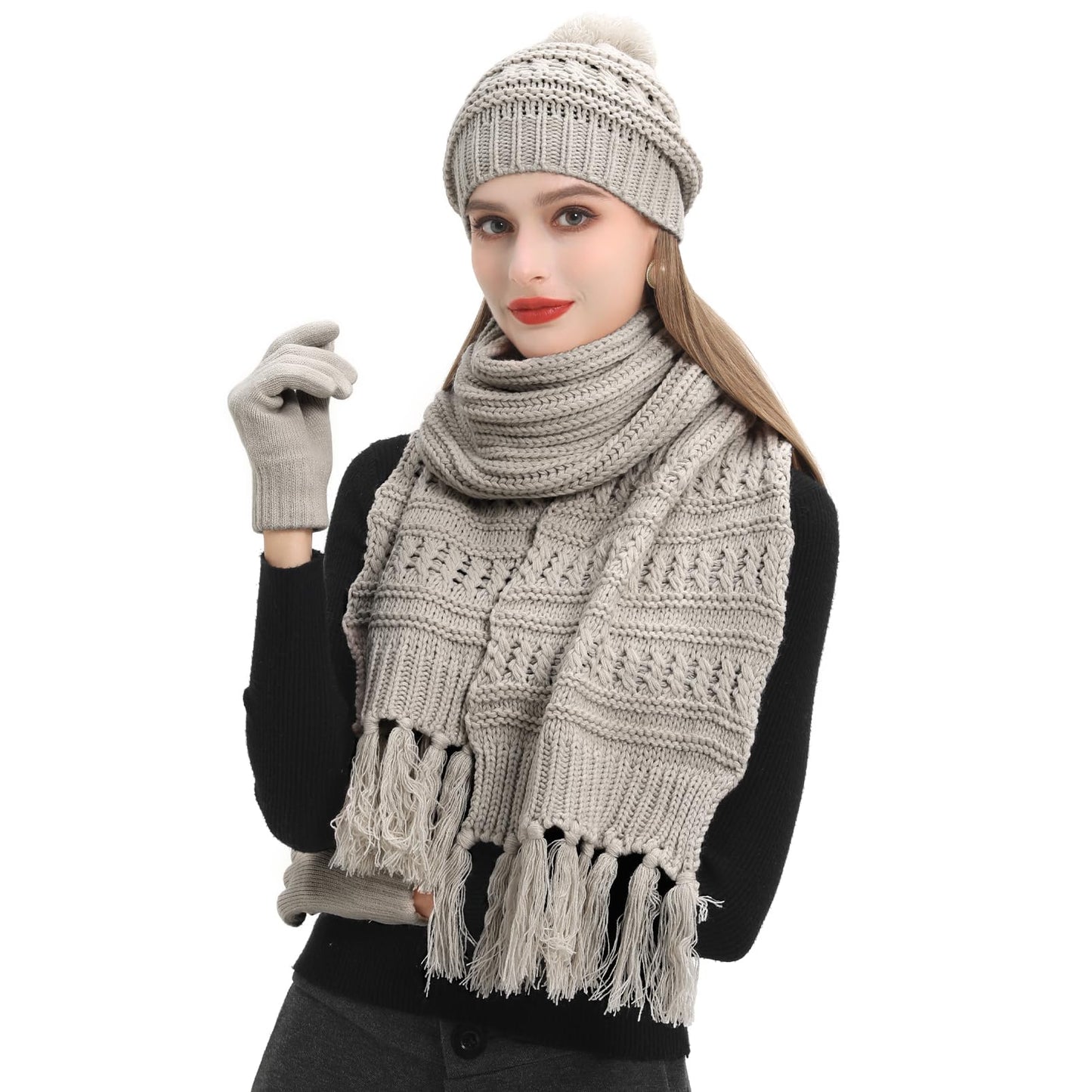 Womens Winter Scarf, Glove, Hat and Beanie Sets - Soft Knit Accessory Gift Sets for Women