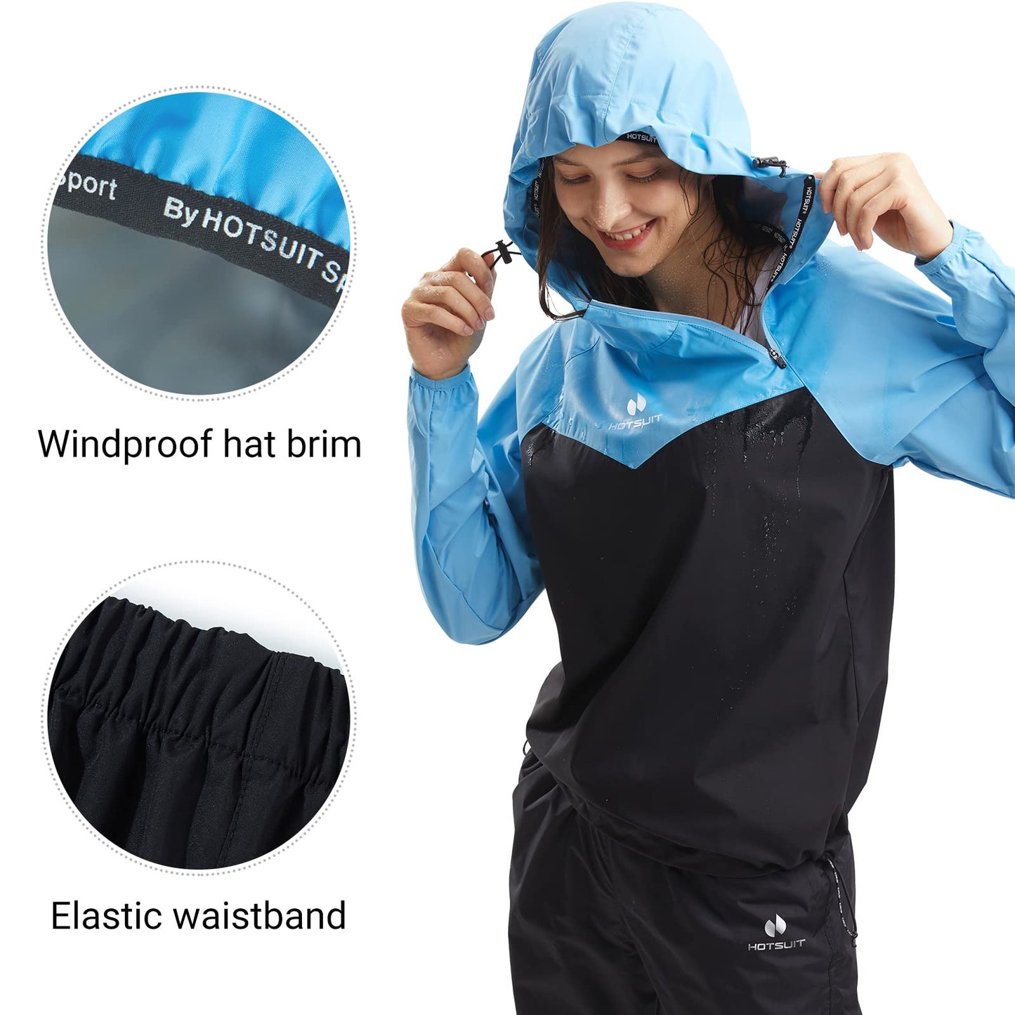 HOTSUIT Sauna Suit Women Weight Loss Gym Exercise Sweat Suits Workout Jacket, Blue, S