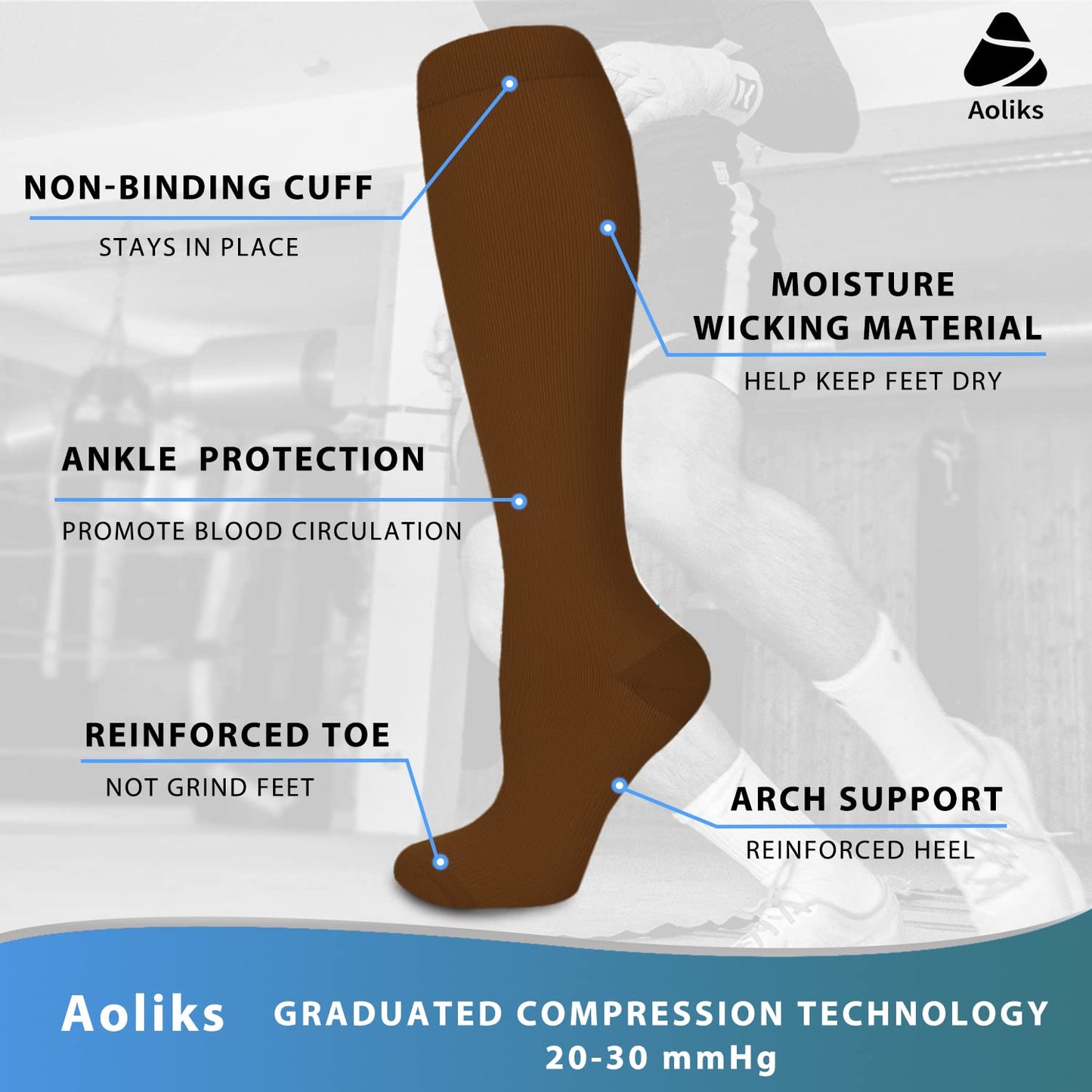 Aoliks Compression Socks for Women & Men,Knee High Support Socks for Flying Running Athletic