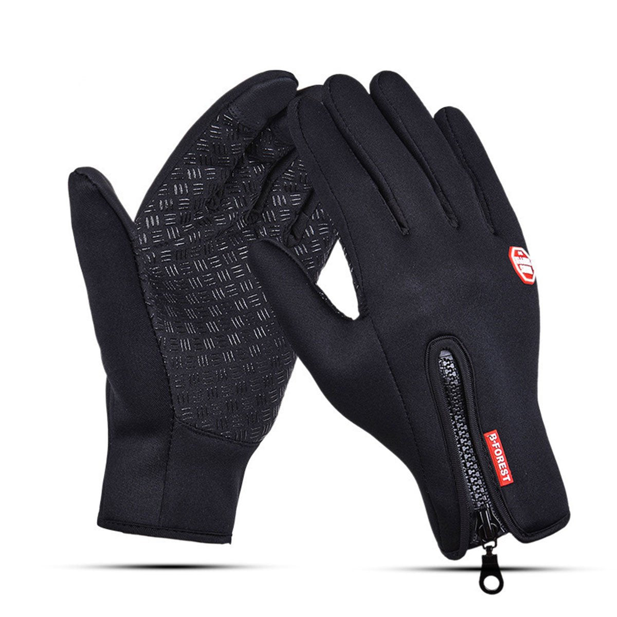 Lyna Cycling Skiing Skating Gloves, Adjustable Waterproof Touchscreen Bike Gloves in Winter Outdoor for Men or Women (XL), Black