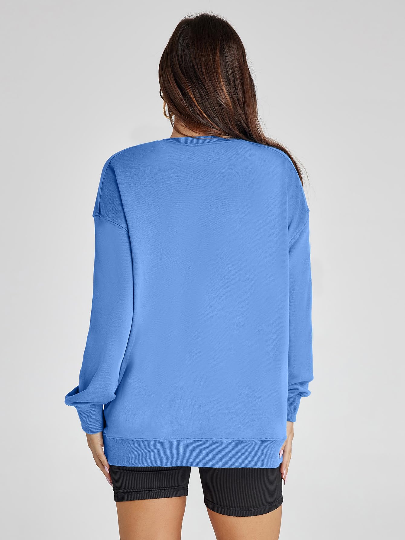 Glamaker Women's Long Sleeve Pullover Sweatshirt Oversized Sweatshirts Casual Crew Neck Tops Y2k Winter Fall Clothes Blue XL