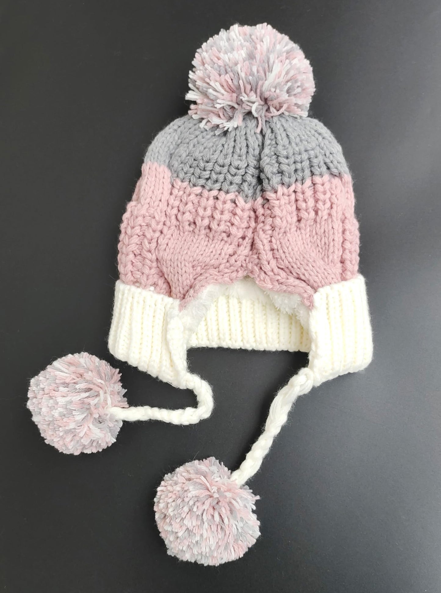 HUAMULAN Women Winter Sherpa Beanie Hats Knit Ear Flaps Peruvian Cover Ears Warm Fleece Lined Fluffy Ski Snow Hat 3 Pompom