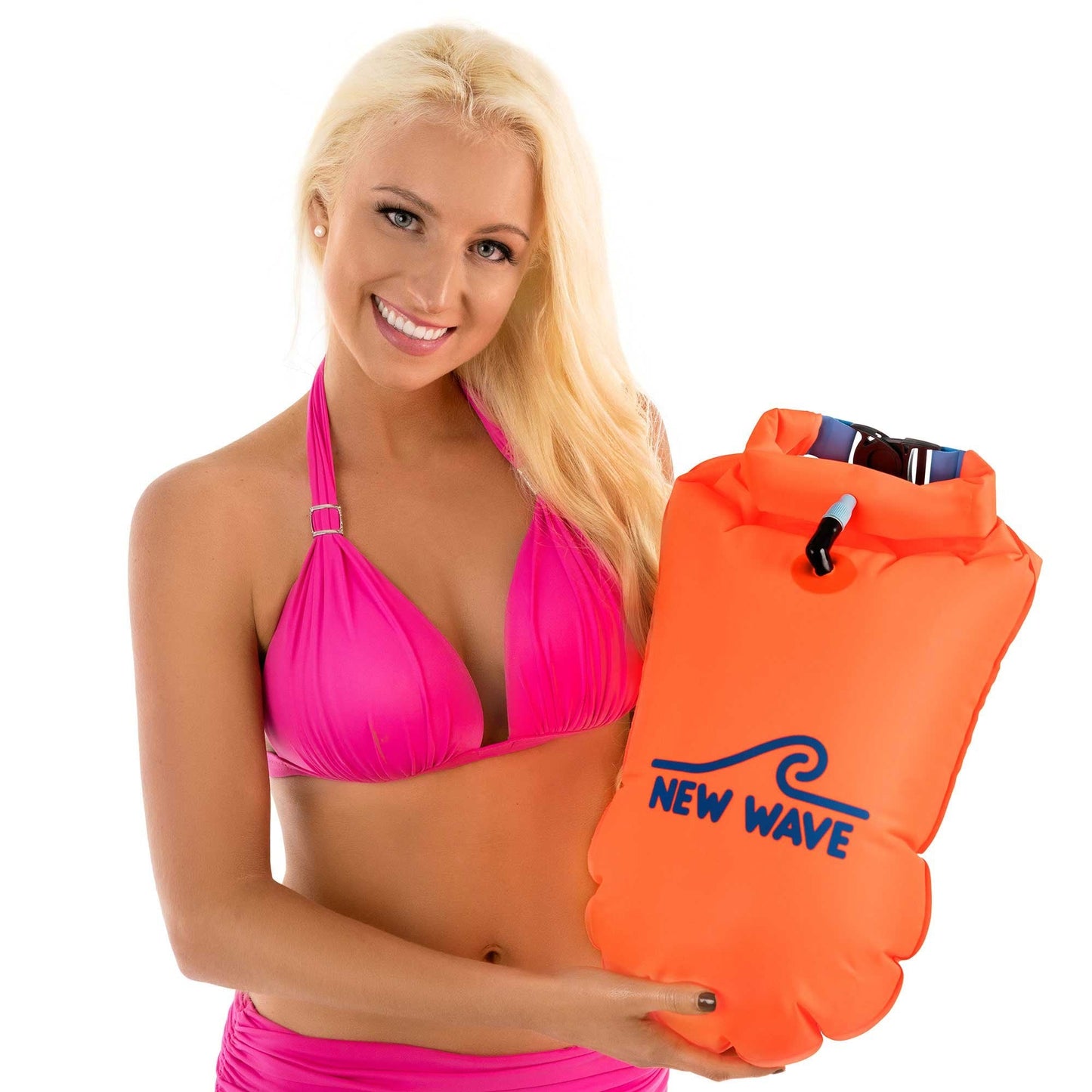 New Wave Swim Buoy for Open Water Swimmers and Triathletes - Light and Visible Float for Safe Training and Racing (20L)